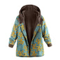 Retro flower print plus size hooded jacket top