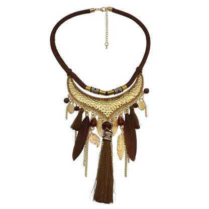 Original jewelry feather leaf tassel necklace - FLIPSTYLEZLLC