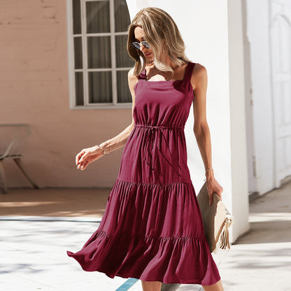 Sling New Product Dress Light Green Mid-length Skirt