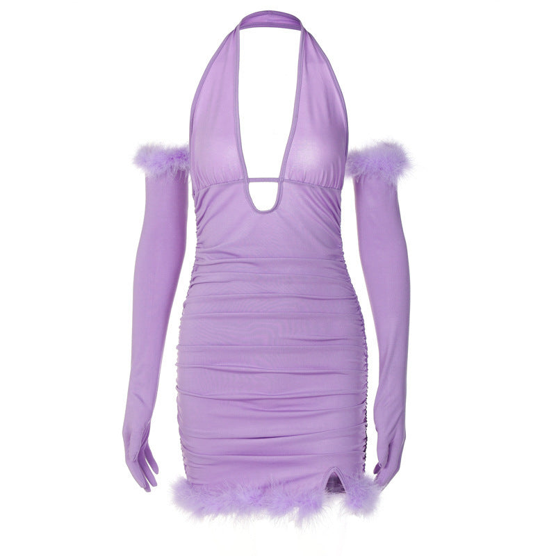 Women Short Skirt Halter Neck Back Dress