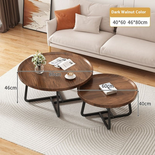Light Luxury Tea Table Internet Celebrity Solid Wood Tea Table Modern Minimalist Living Room Home Small Apartment Round Combination Tea Table