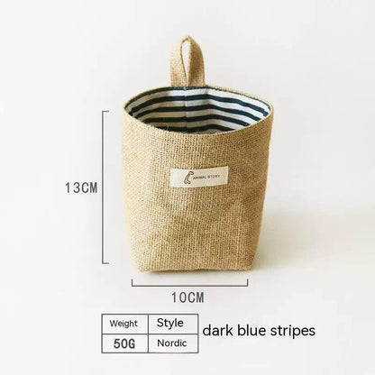 Wall-mounted Desktop Sundries Jute Storage Bag Bathroom S