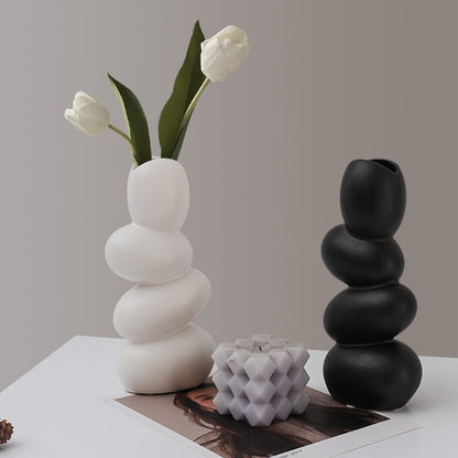 Elegant Egg Shaped Matte Ceramic Decorative Table Art Vase