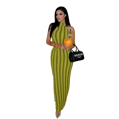 Personalized Street Women's Hanging Neck Backless Fringe Dress