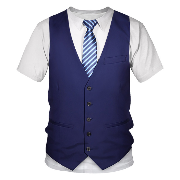 Vest uniform 3D digital print T-shirt