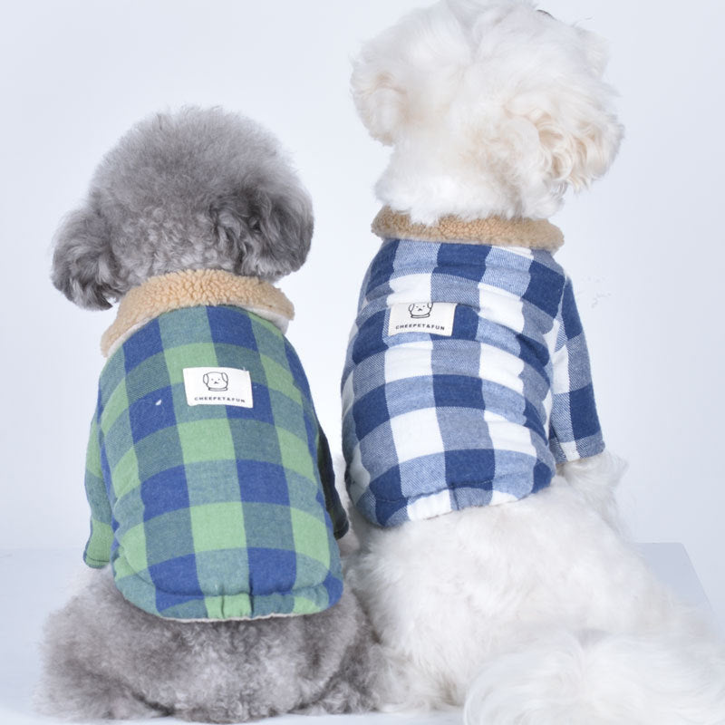 Puppy Dog Clothes Lamb Fur Collar Cotton Coat