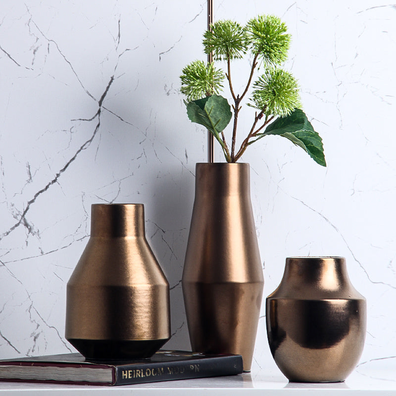 Modern And Simple Golden Ceramic Vase Ornaments Nordic Net Red Creative