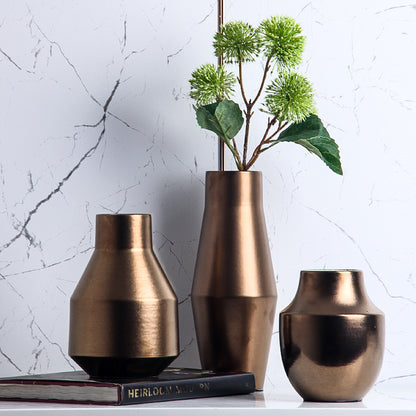 Modern And Simple Golden Ceramic Vase Ornaments Nordic Net Red Creative