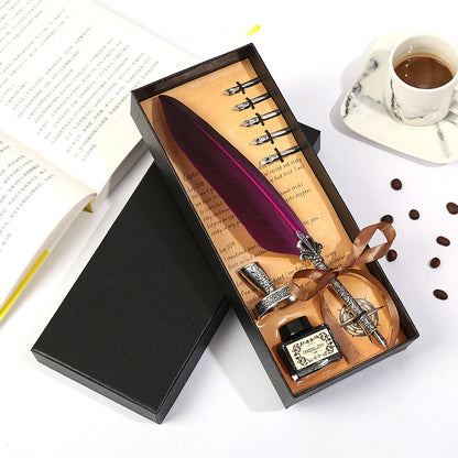 Gift Box Retro Metal Dip Pen