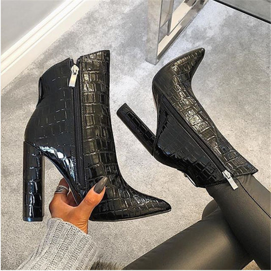 Women Shoes High Heels Leather White Ankle Boots - FLIPSTYLEZLLC