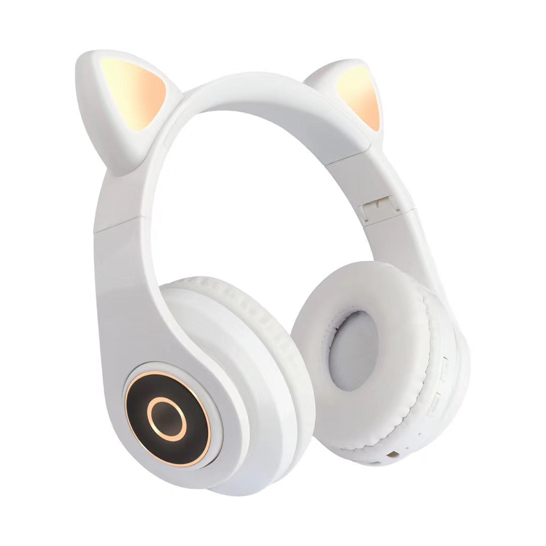 Cartoon Cat Ears 5.0 Bluetooth Headset Luminous Foldable Card Music