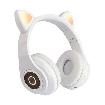 Cartoon Cat Ears 5.0 Bluetooth Headset Luminous Foldable Card Music