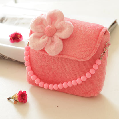 Children's bag children's messenger bag Girl's bead chain hand bag cute flower princess bag baby baby purse
