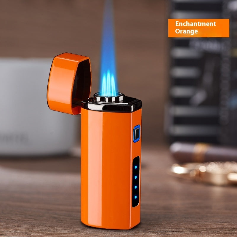 Power Display Three Direct Charging With Puncher Button Windproof Lighter