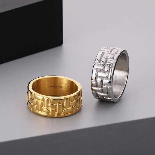 Round Stainless Steel Men's Back-shaped Glossy Ring