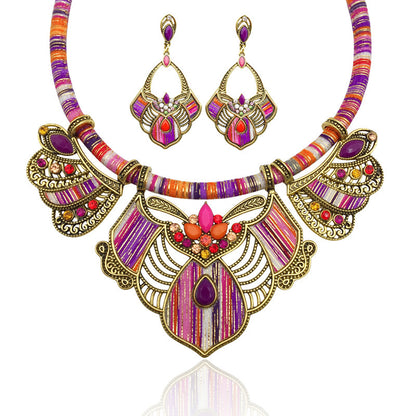 Bohemian drop stone alloy jewelry set