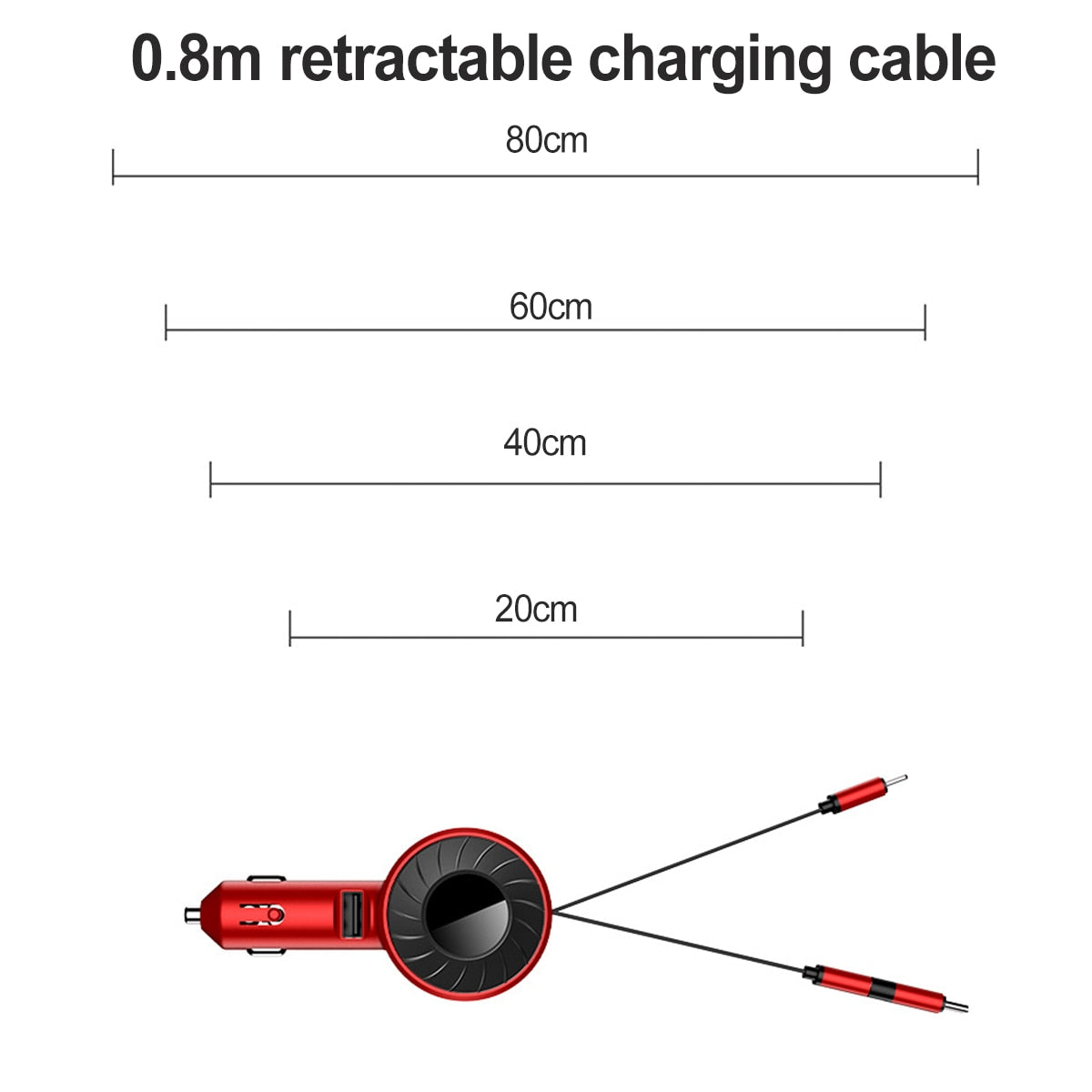 3-in-1 Fast Charging Car Charger for iOS, Android & Type-C - 4.2A Retractable Cable for Trucks and SUVs