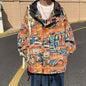 Hooded Jacket Men Graffiti Print Trend Pullover Top Plus Size Jacket Men