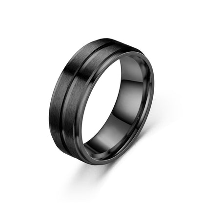 Wide Matte Double-step Simple Men's Ring