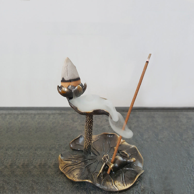Creative Incense Stick Incense Burner Lotus Leaf Frog Seat