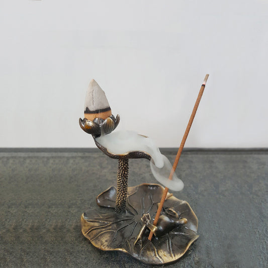 Creative Incense Stick Incense Burner Lotus Leaf Frog Seat
