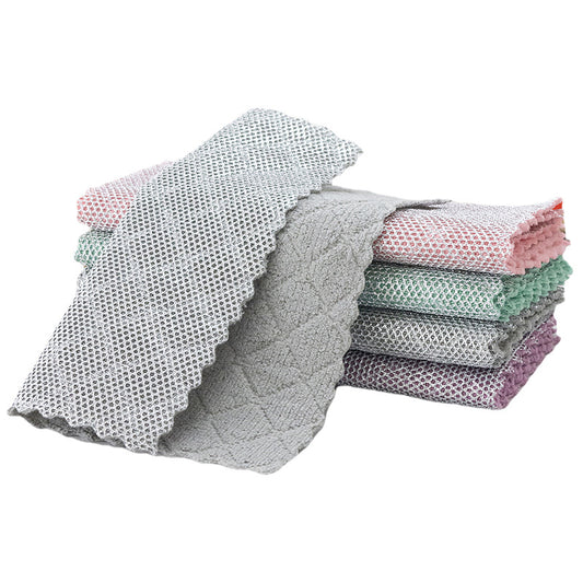 Kitchen Multifunctional Bowl Brush Towel Coral Velvet Silver Wire