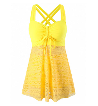 Lace-up One Piece Backless Conservative Spa Bikini