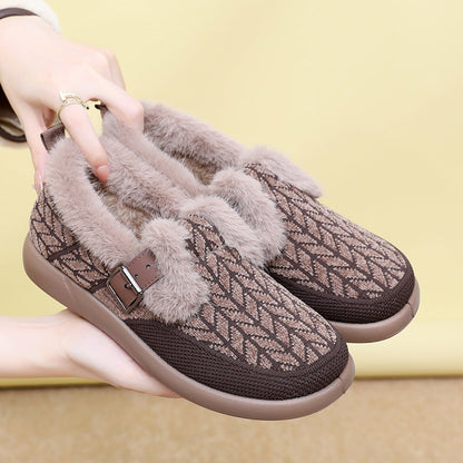 New Womens Fleece-lined Extra-thick Insulated Cotton Shoes
