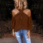 Back zipper halter solid color stitching top