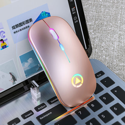 BLACK Silent ULTRA THIN rechargeable wireless mouse 7 GLOWING LIGHTS