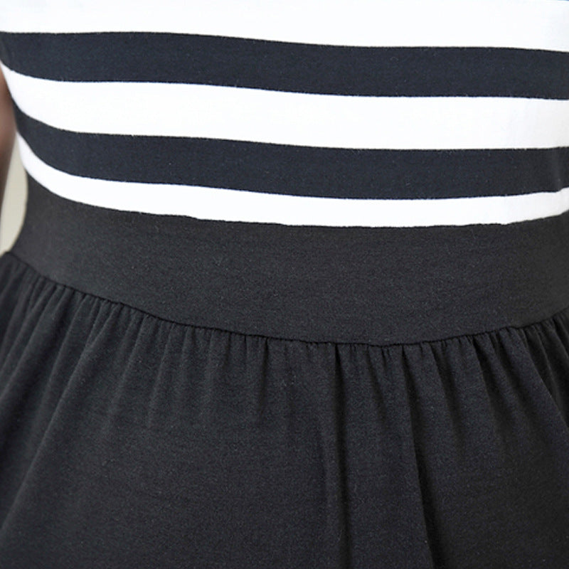 Mid-Length Fashion Striped Plus Size Maternity Dress