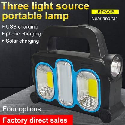 Long-range Projection Light COB Portable Searchlight Solar USB Charging