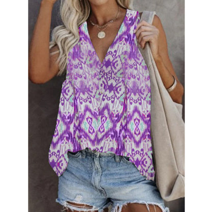 Sleeveless Printed T-shirt Plus Size Vest