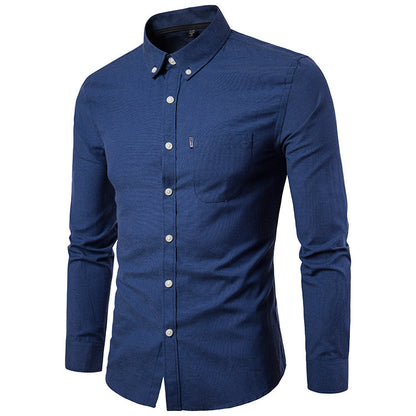 NAVY BLUE  New All Season Plus Size Oxford Shirt Men's long sleeve Shirt