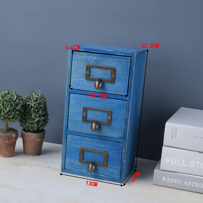 Environmentally Friendly Log Box Three Drawer Desktop Storage