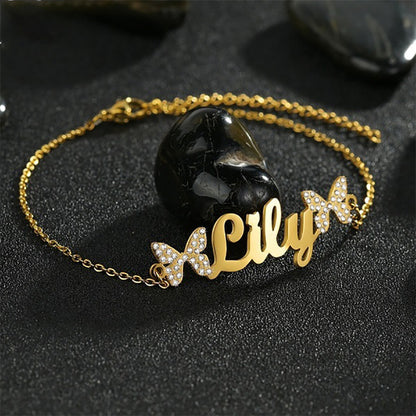 Stainless Steel Name Fashion Chain Letter Bracelet For Women