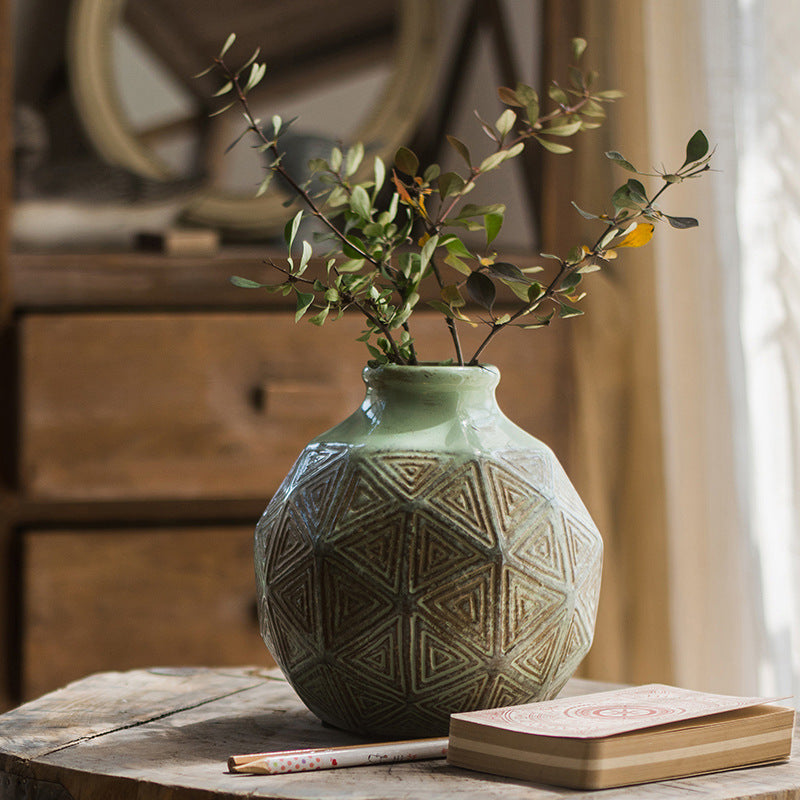 Multi-surface Pattern A Narrow Mouthed Bottle Vintage Ceramic Pot Vase