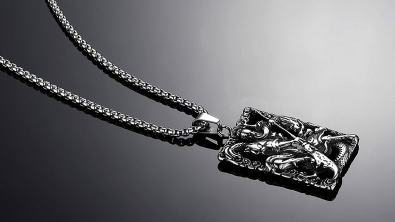 Titanium steel lace relief Guan Gong pendant pendant