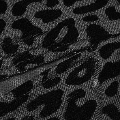 Leopard Print Tube Top Long Sleeve Gloves One Piece