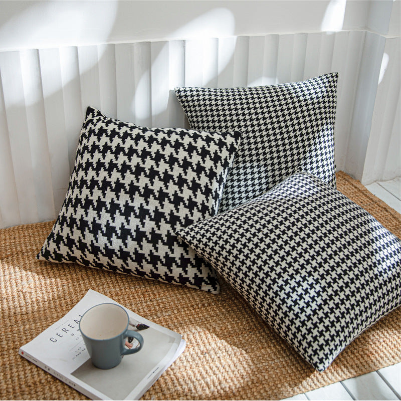 Nordic Black And White Houndstooth Series Sofa Cushion Cover Angsge Pillow Cover