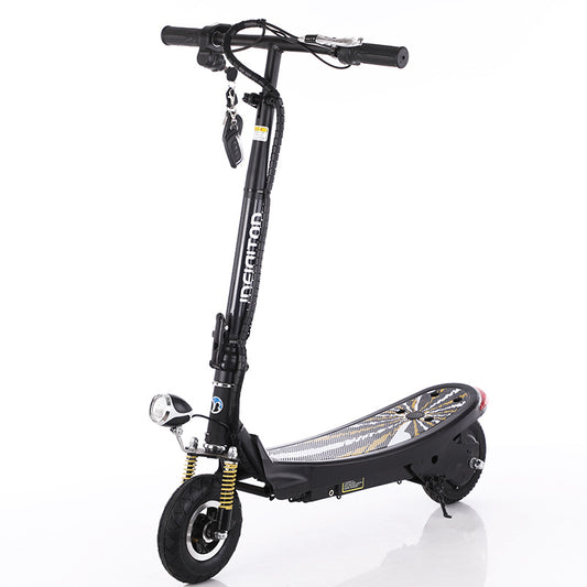 FlipStylez IDEIGITOD Black Foldable Electric Scooter | 24V Lithium Battery, Gold Spring Suspension, LED Headlight, Kids & Adults E-Scooter