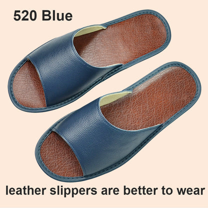 Widened Plus Size Leather Slippers