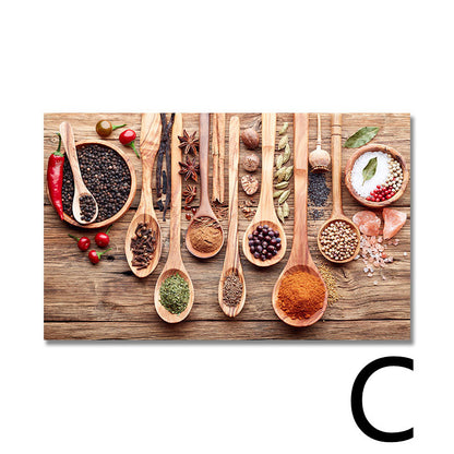 Cereal Spice Pepper Spoon Canvas Painting Kitchen Decoration Poster