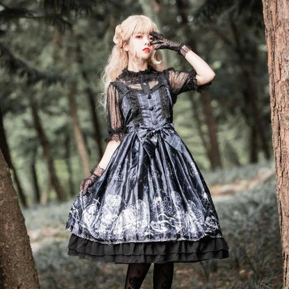 Lolita JSK dress Tomb Prisoner Girl Gothic Dark Jsk Dress Dark Vintage Victorian Princess Party Dress Sleeveless lolita dress
