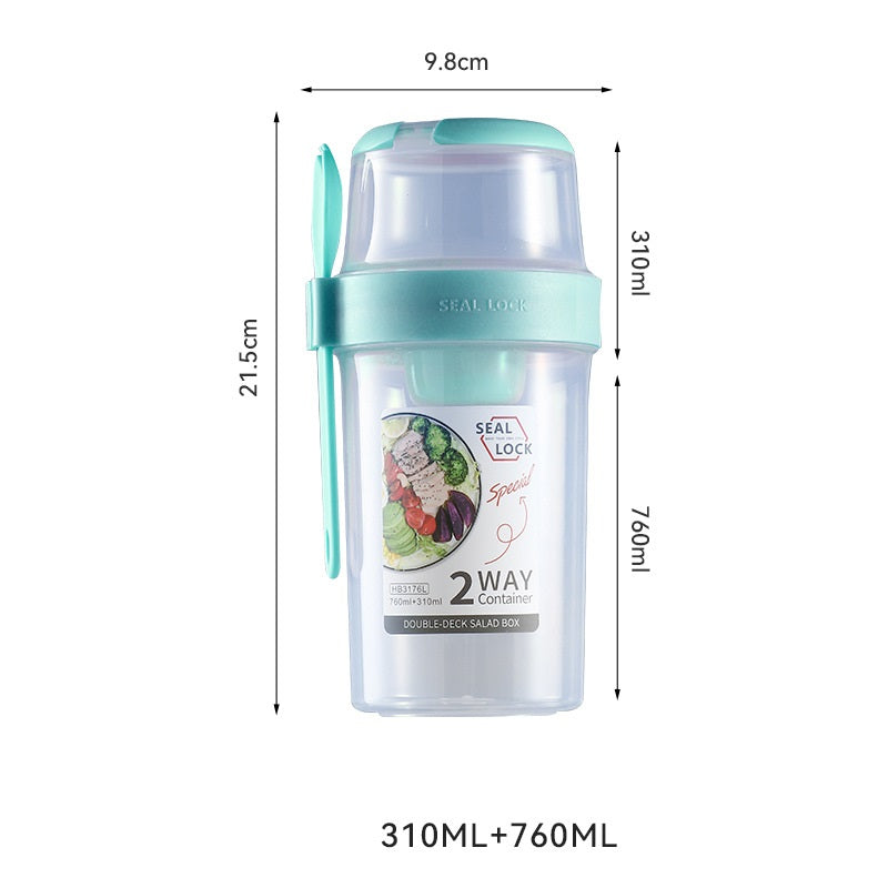 Portable Breakfast Oatmeal Cereal Nut Yogurt Salad Cup Container Set With Fork Sauce Cup Lid Bento Food Bowl Kitchen Lunch Box