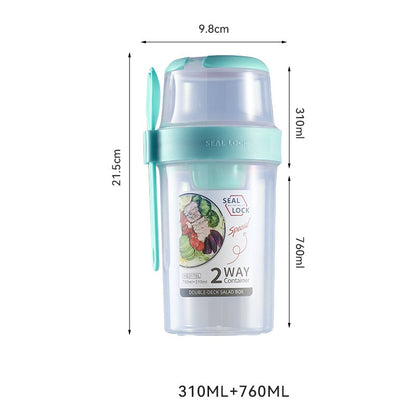 Portable Breakfast Oatmeal Cereal Nut Yogurt Salad Cup Container Set With Fork Sauce Cup Lid Bento Food Bowl Kitchen Lunch Box