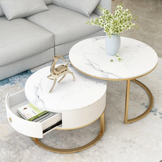 Modern Minimalist Slate Round Coffee Table Combination