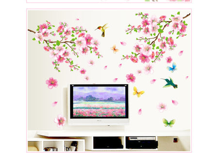 Branch Bird Living Room Glass TV Background Sticker