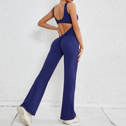 Hollow-out Beauty Back Sports Workout Clothes Jumpsuit