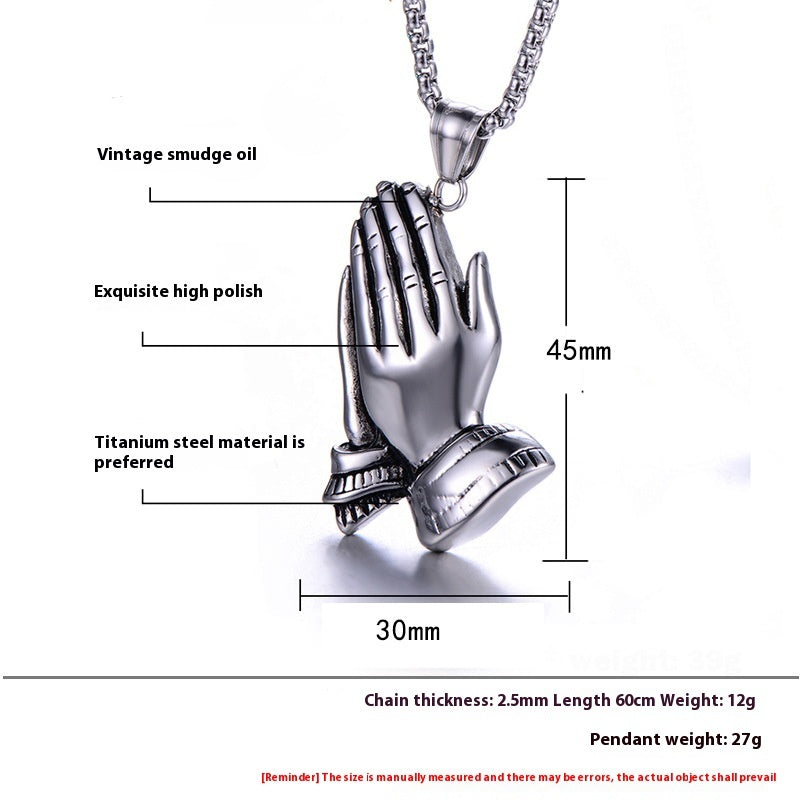 Men's Double-handed Titanium Steel Necklace Personalized Stainless Steel